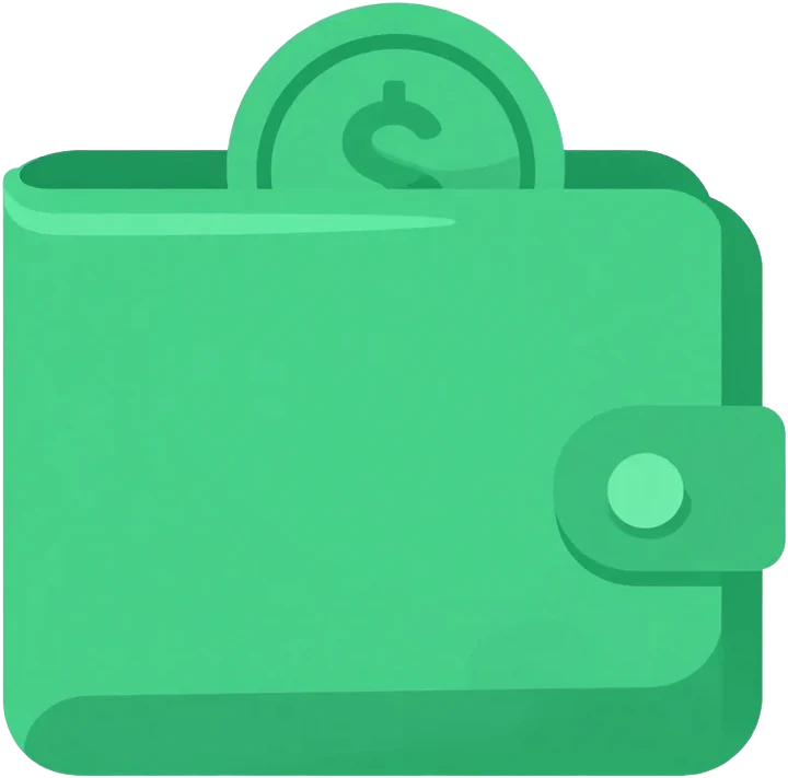Green wallet taking in a coin, in KuCoin colours