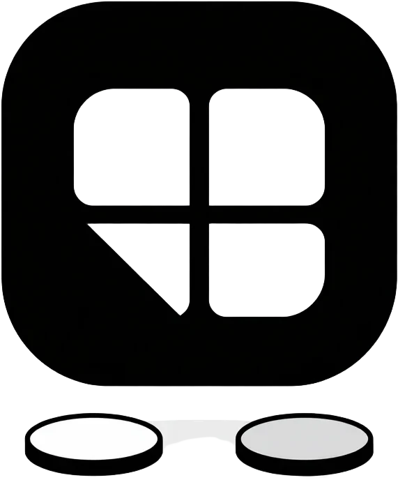 Black rounded tile with a white four-square grid, in OKX colours